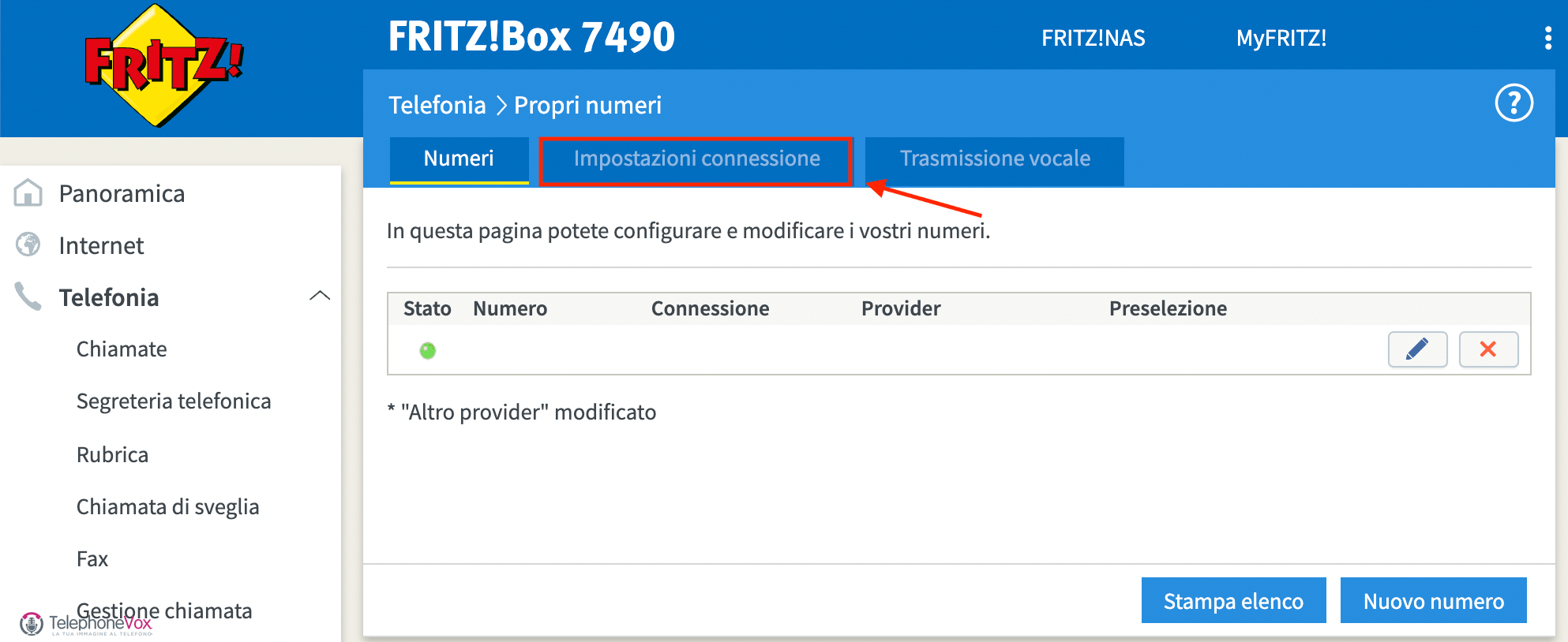 Cliccare su “Impostazioni connessione”.